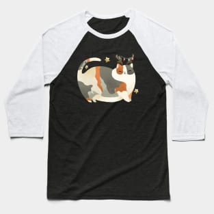 Christmas Reindeer Cat Baseball T-Shirt